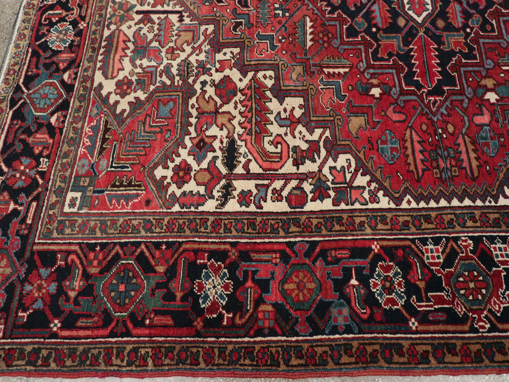 Vintage Persian Heriz Small Square Room Size Carpet, No.30859 - Gsblank