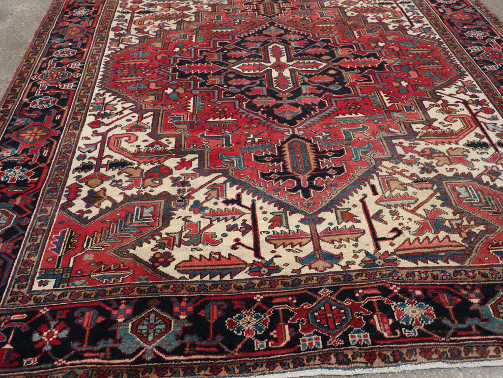 Vintage Persian Heriz Small Square Room Size Carpet, No.30859 - Gsblank