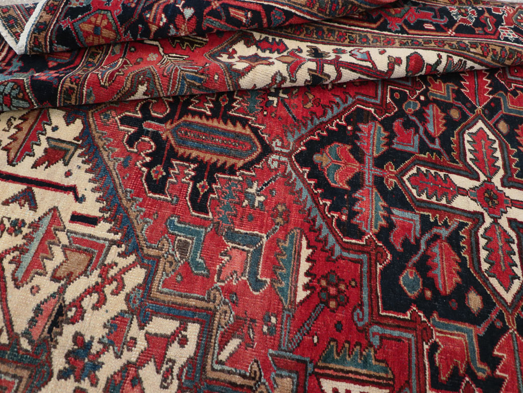 Vintage Persian Heriz Small Square Room Size Carpet, No.30859 - Gsblank