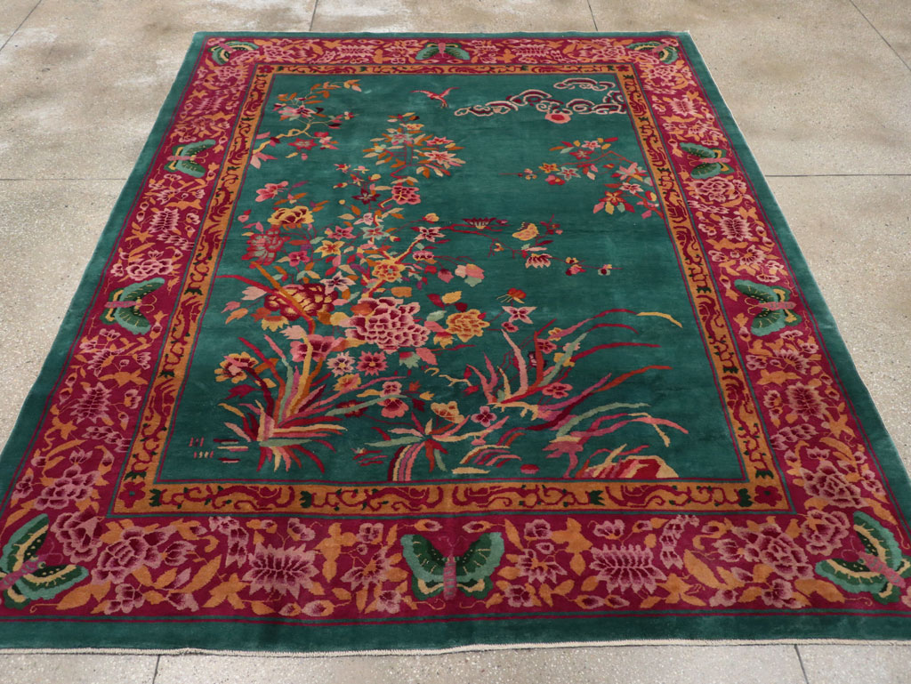 Vintage Chinese Art Deco Small Room Size Carpet, No.30861 - Gsblank