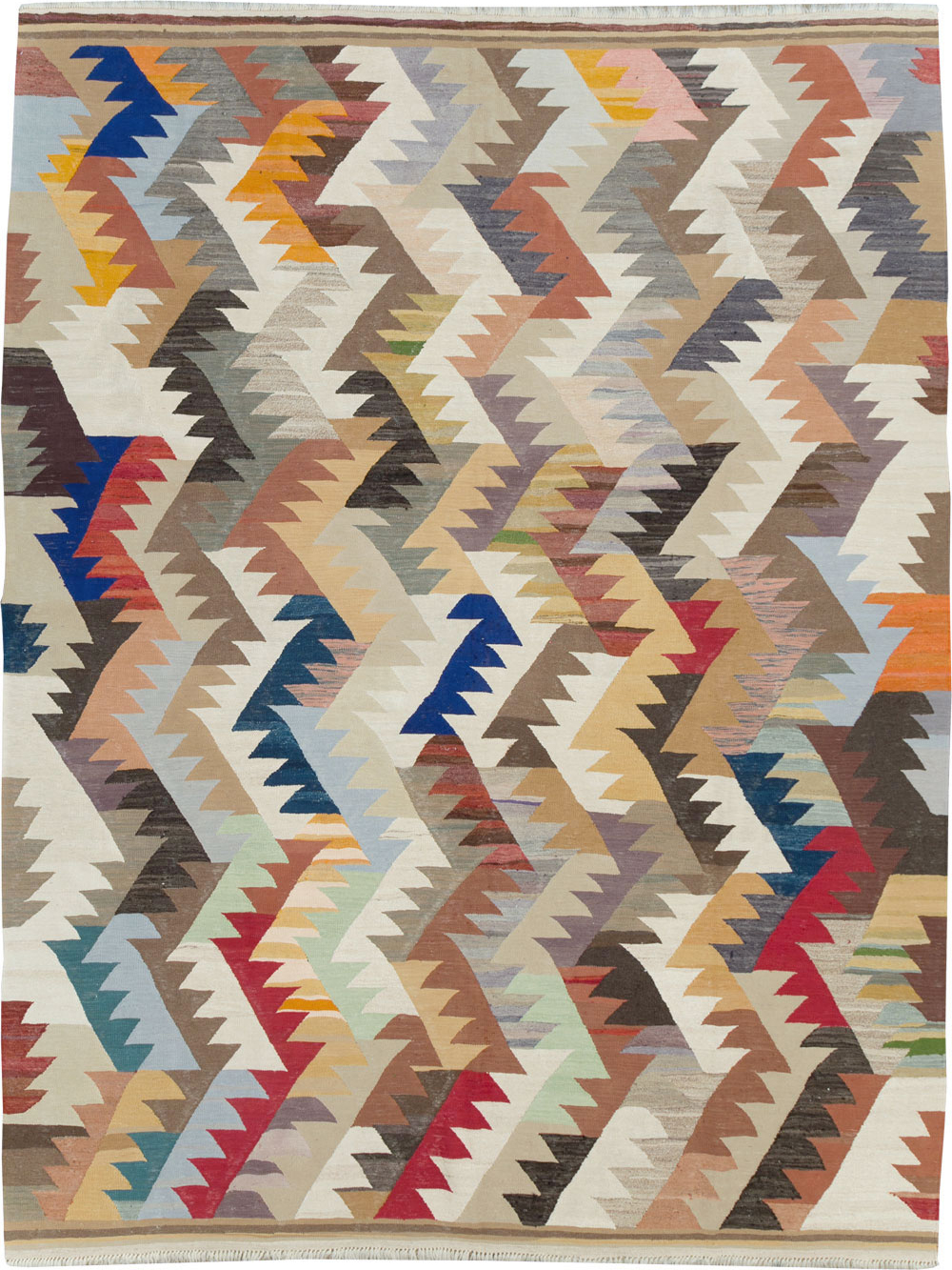 Contemporary Turkish Flatweave Kilim Room Size Carpet, No.30862 - Gsblank