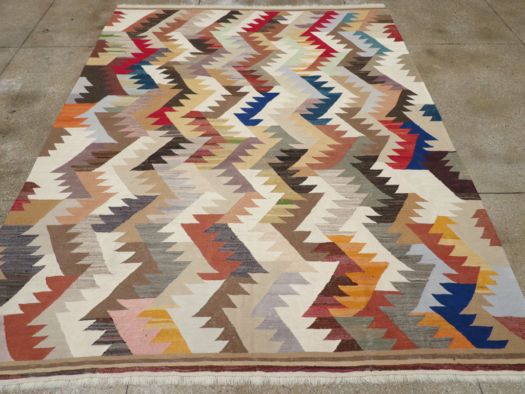 Contemporary Turkish Flatweave Kilim Room Size Carpet, No.30862 - Gsblank