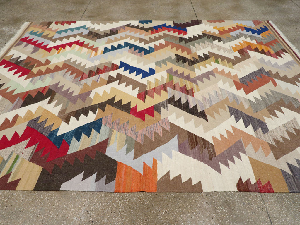 Contemporary Turkish Flatweave Kilim Room Size Carpet, No.30862 - Gsblank