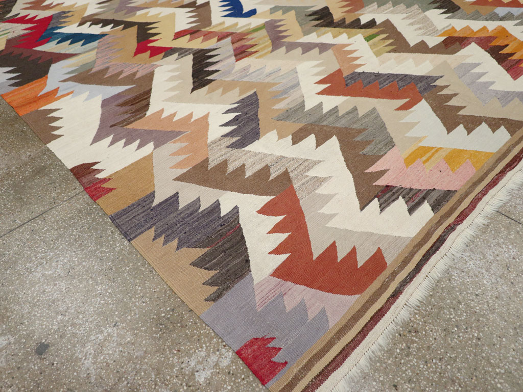 Contemporary Turkish Flatweave Kilim Room Size Carpet, No.30862 - Gsblank