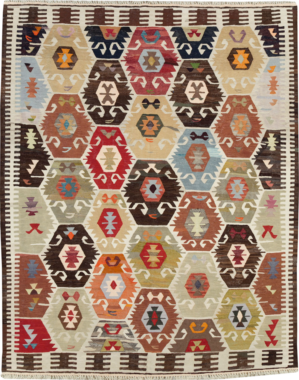 Contemporary Turkish Flatweave Kilim Room Size Carpet, No.30863 - Gsblank