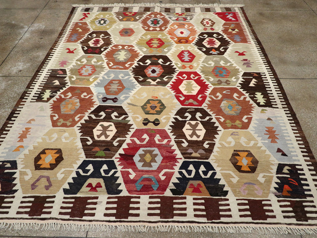 Contemporary Turkish Flatweave Kilim Room Size Carpet, No.30863 - Gsblank
