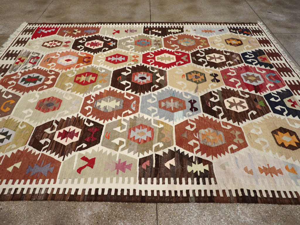 Contemporary Turkish Flatweave Kilim Room Size Carpet, No.30863 - Gsblank