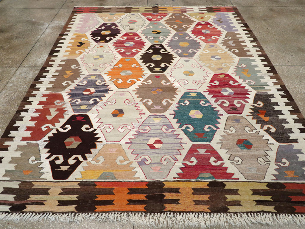 Contemporary Turkish Flatweave Kilim Room Size Carpet, No.30865 - Gsblank