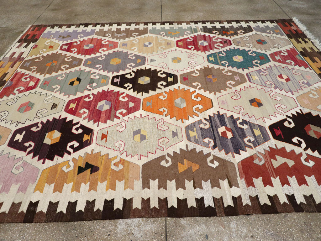 Contemporary Turkish Flatweave Kilim Room Size Carpet, No.30865 - Gsblank