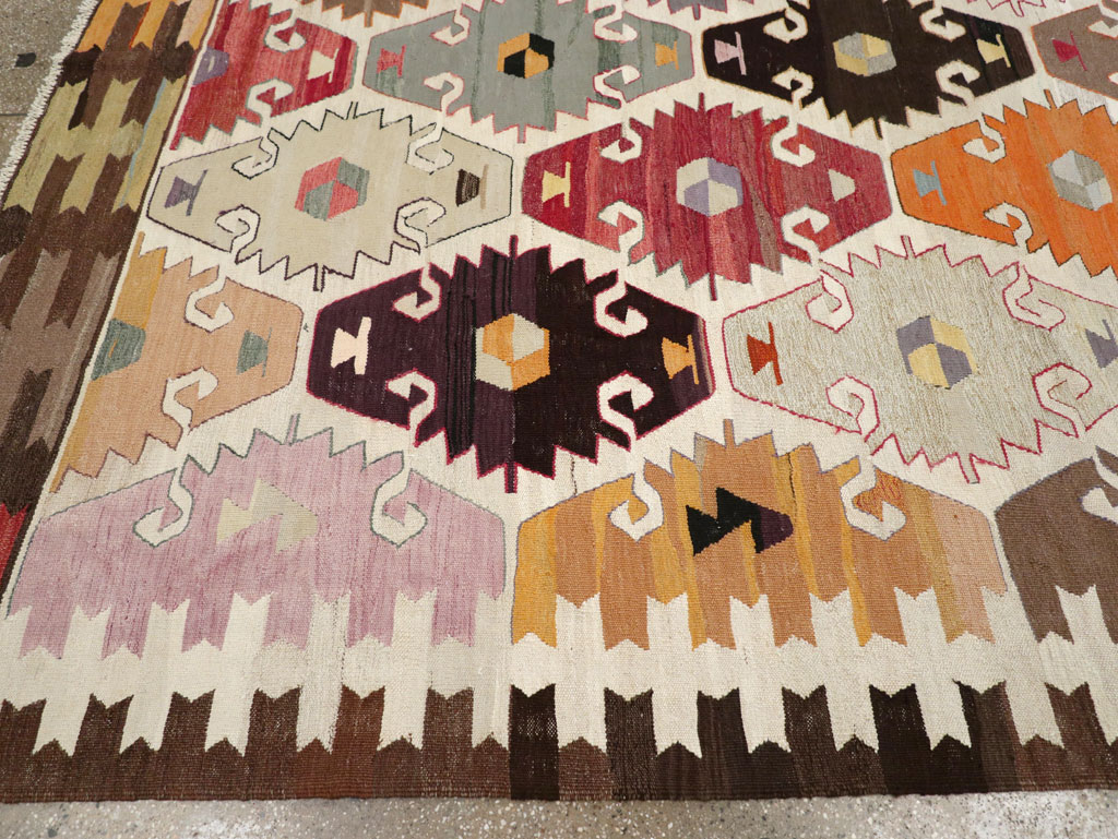 Contemporary Turkish Flatweave Kilim Room Size Carpet, No.30865 - Gsblank