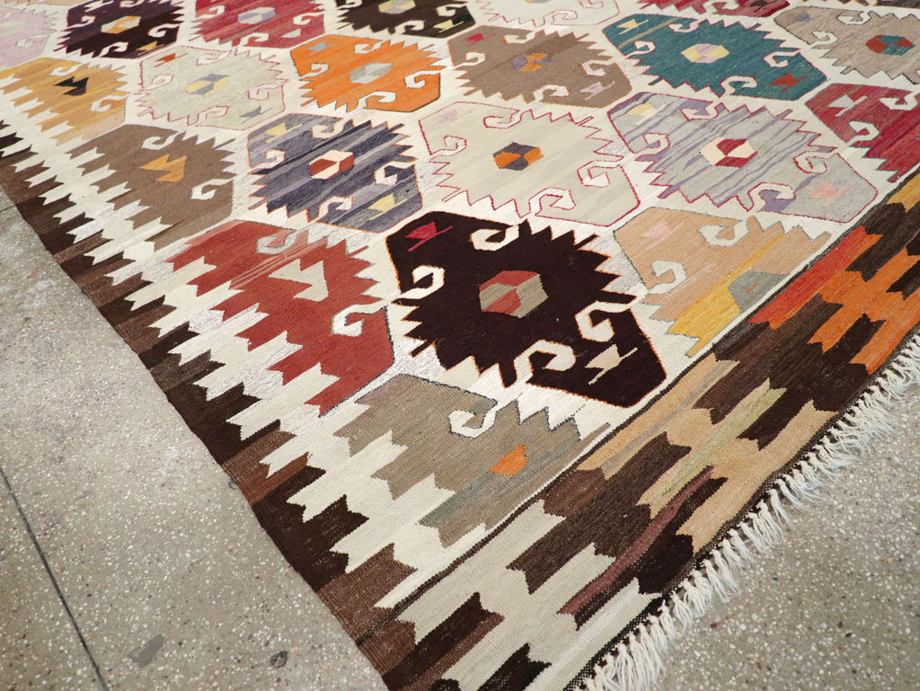 Contemporary Turkish Flatweave Kilim Room Size Carpet, No.30865 - Gsblank