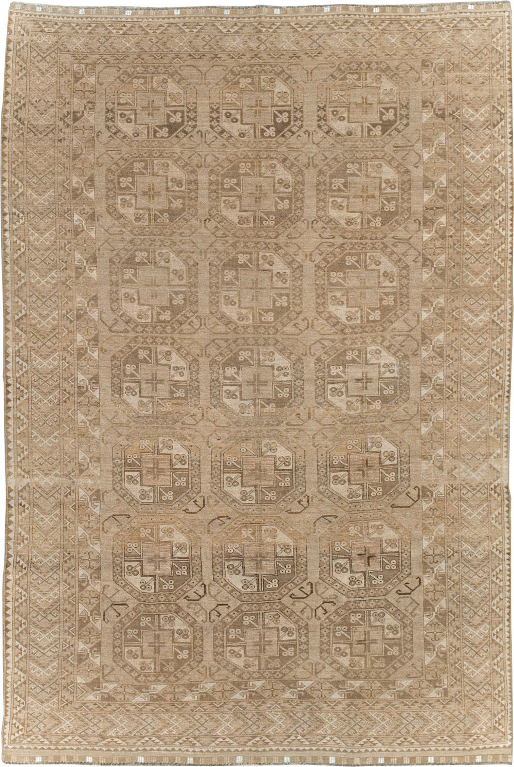Vintage Central Asian Turkoman Tribal Room Size Carpet, No.30883 - Gsblank