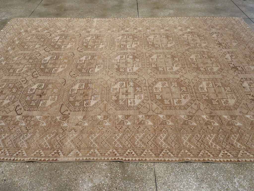 Vintage Central Asian Turkoman Tribal Room Size Carpet, No.30883 - Gsblank