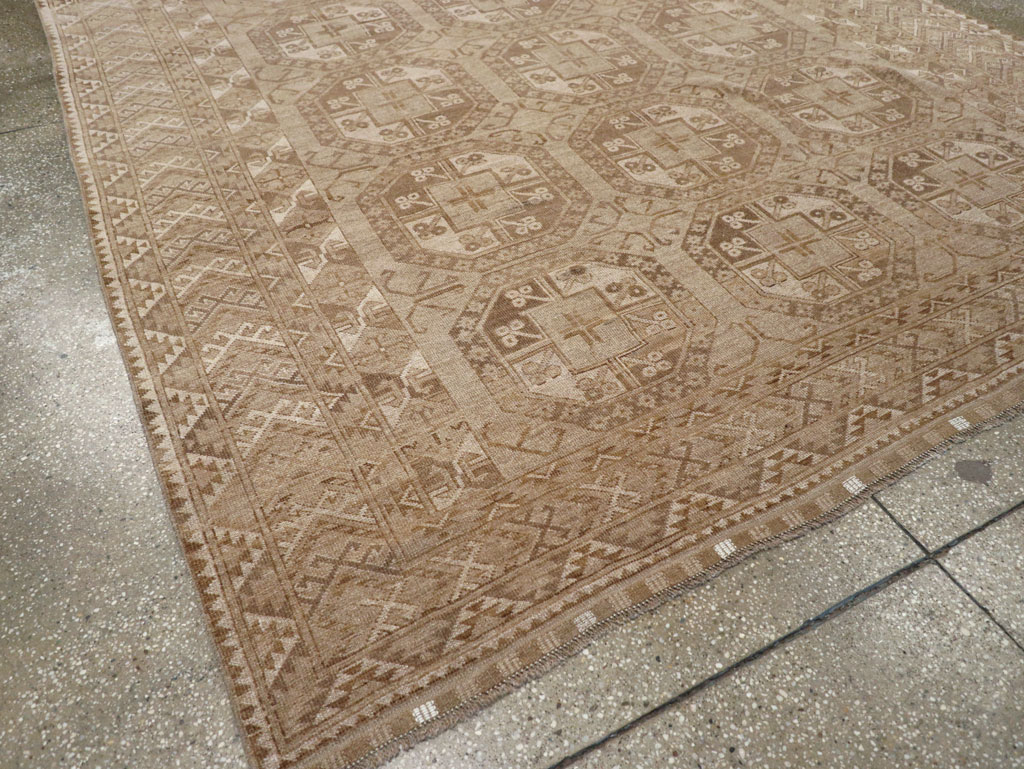 Vintage Central Asian Turkoman Tribal Room Size Carpet, No.30883 - Gsblank