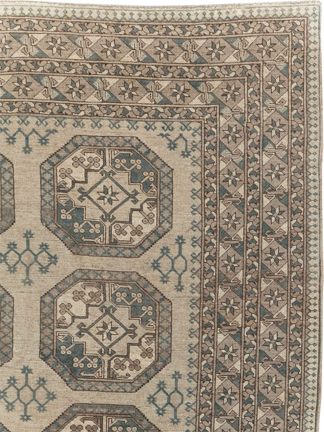 Vintage Central Asian Turkoman Small Room Size Tribal Carpet, No.30884 - Gsblank