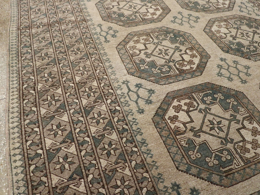 Vintage Central Asian Turkoman Small Room Size Tribal Carpet, No.30884 - Gsblank