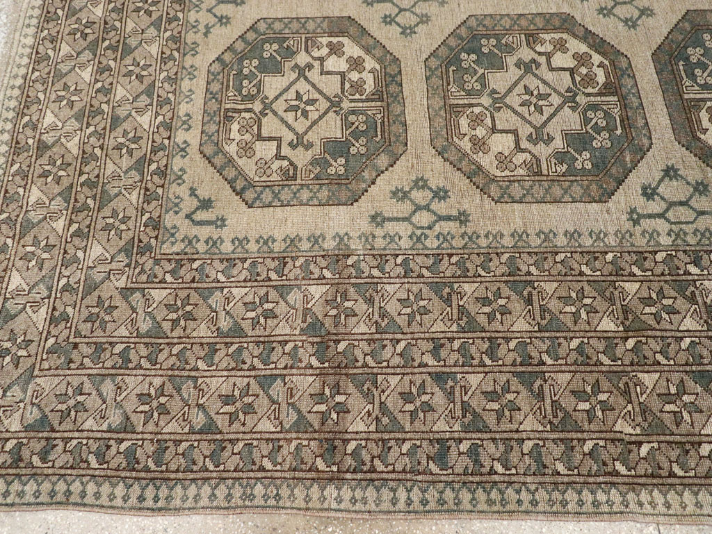 Vintage Central Asian Turkoman Small Room Size Tribal Carpet, No.30884 - Gsblank