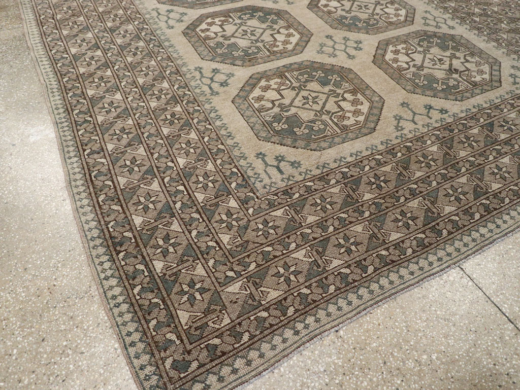 Vintage Central Asian Turkoman Small Room Size Tribal Carpet, No.30884 - Gsblank