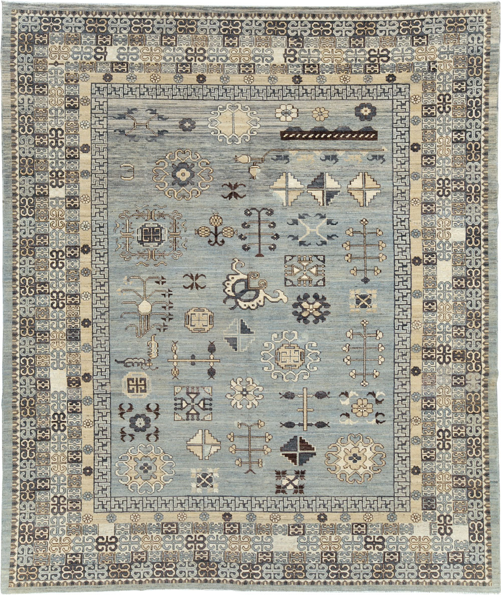 Contemporary East Turkestan Khotan Room Size Carpet, No.30931 - Gsblank