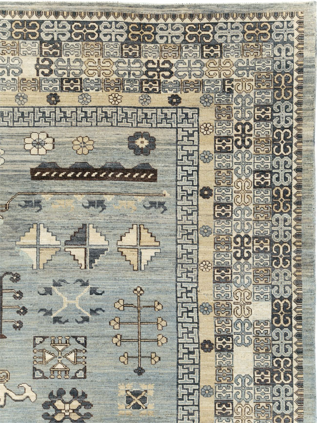 Contemporary East Turkestan Khotan Room Size Carpet, No.30931 - Gsblank