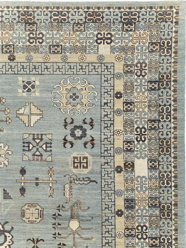 Contemporary East Turkestan Khotan Room Size Carpet, No.30931 - Gsblank