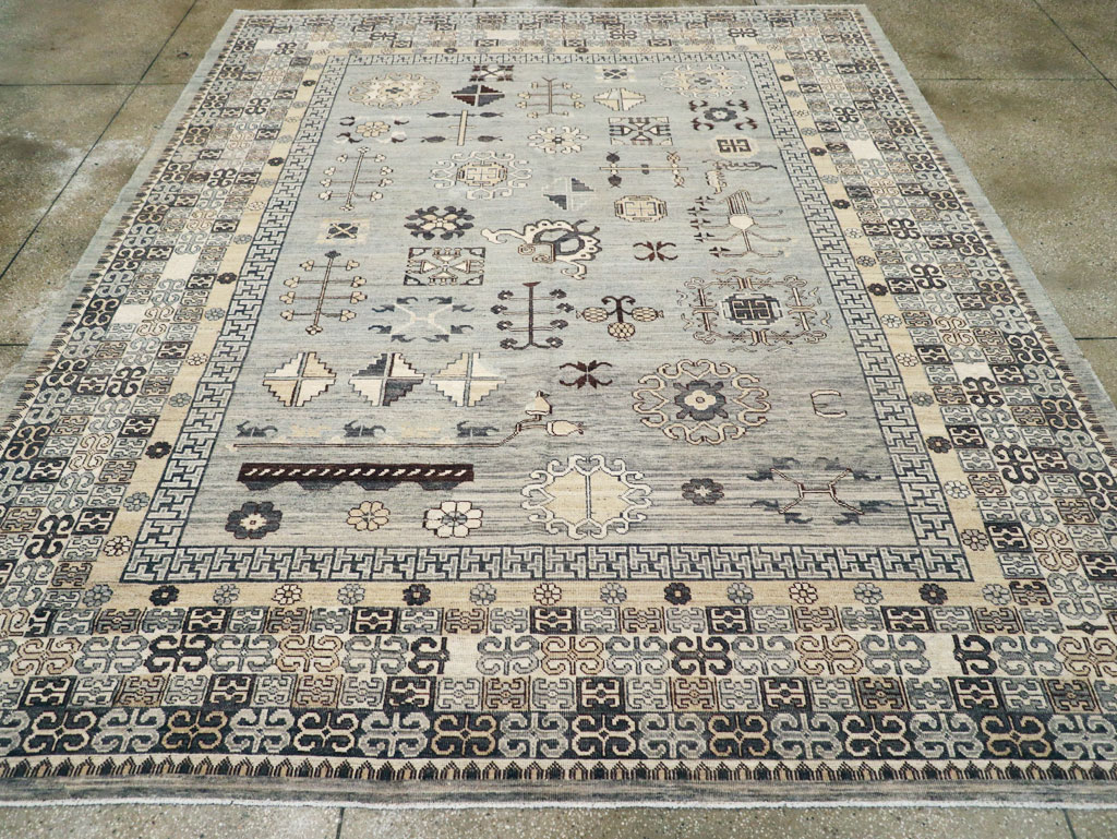 Contemporary East Turkestan Khotan Room Size Carpet, No.30931 - Gsblank
