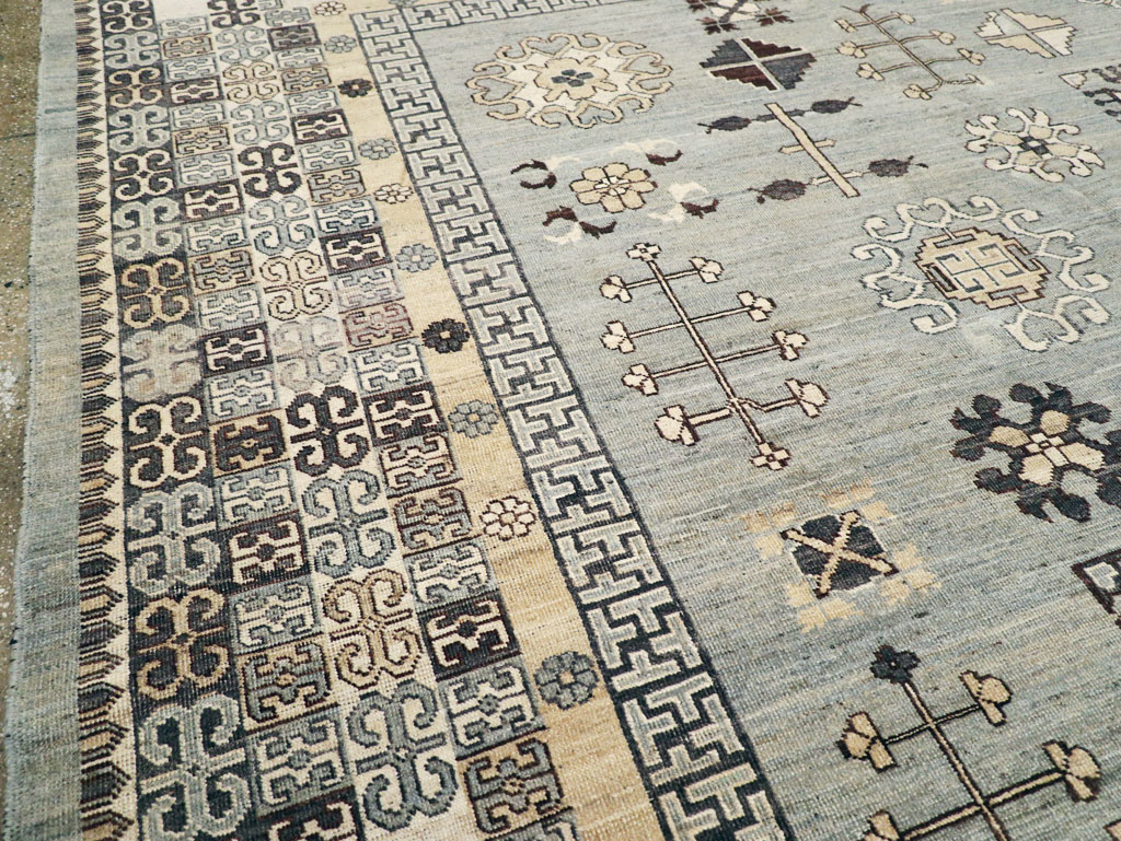 Contemporary East Turkestan Khotan Room Size Carpet, No.30931 - Gsblank