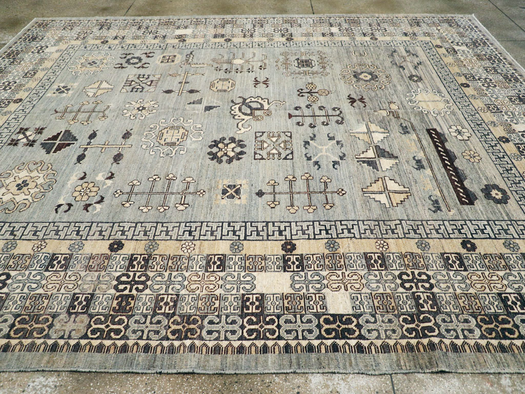Contemporary East Turkestan Khotan Room Size Carpet, No.30931 - Gsblank