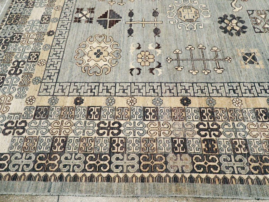 Contemporary East Turkestan Khotan Room Size Carpet, No.30931 - Gsblank