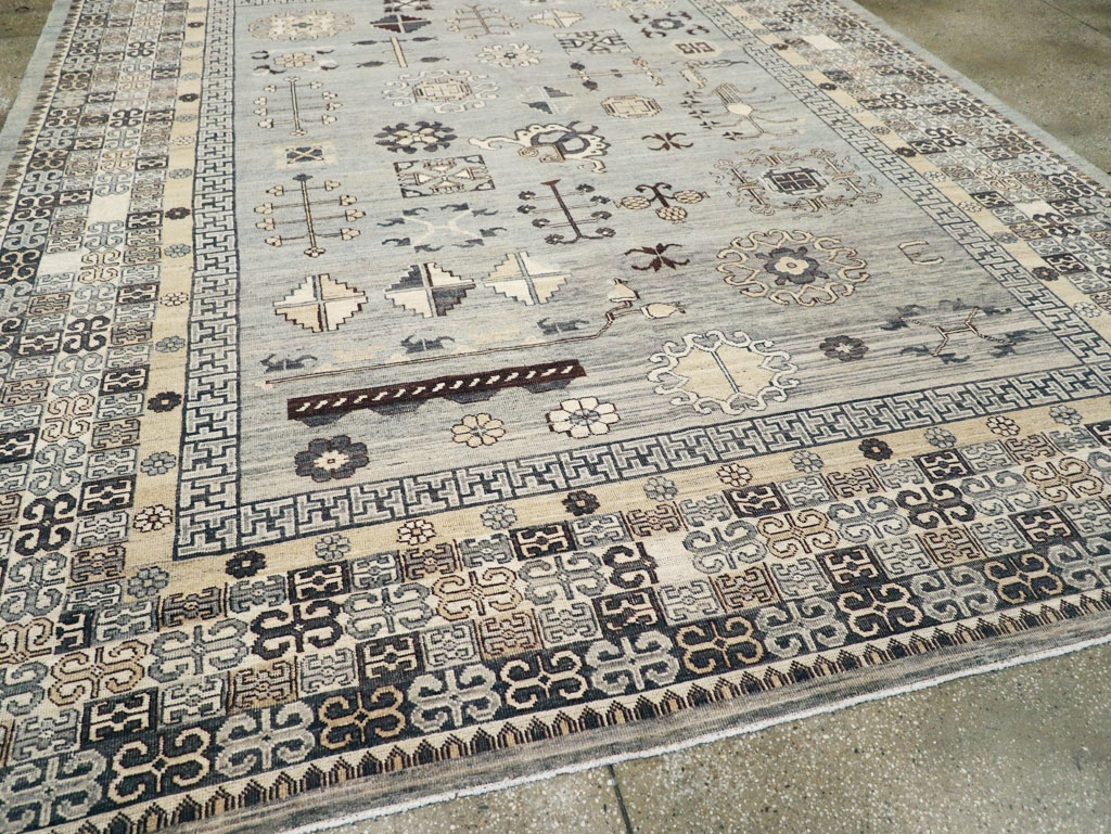 Contemporary East Turkestan Khotan Room Size Carpet, No.30931 - Gsblank