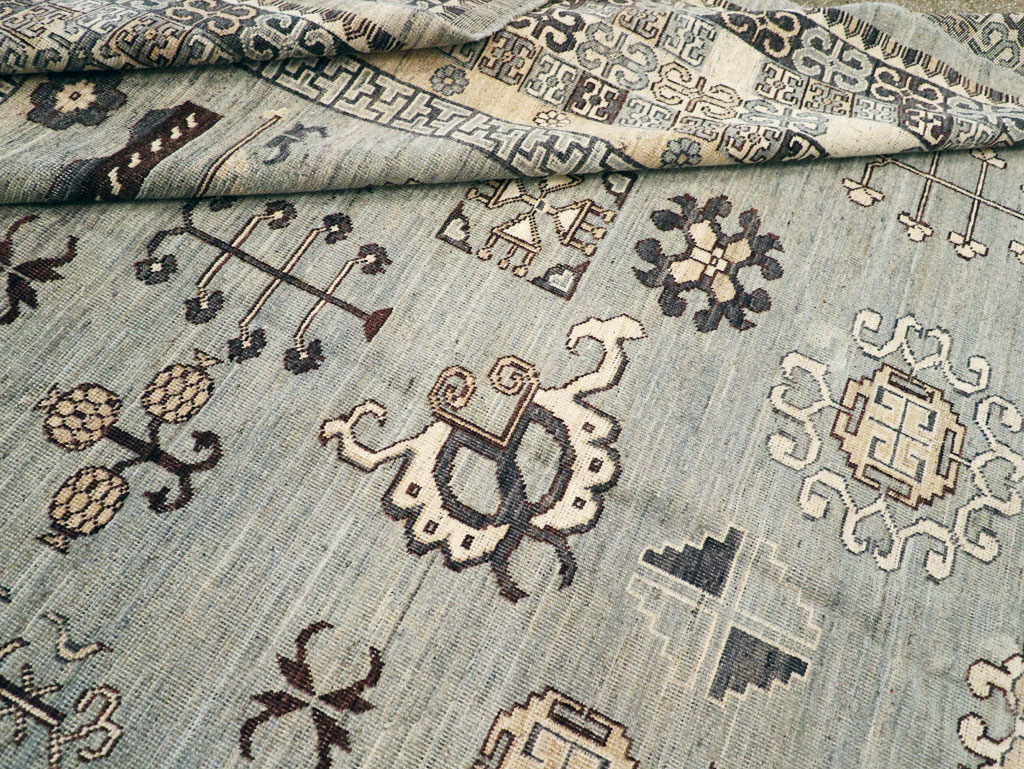 Contemporary East Turkestan Khotan Room Size Carpet, No.30931 - Gsblank