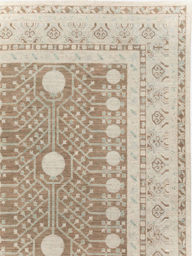 Contemporary East Turkestan Khotan Large Room Size Carpet, No.30933 - Gsblank