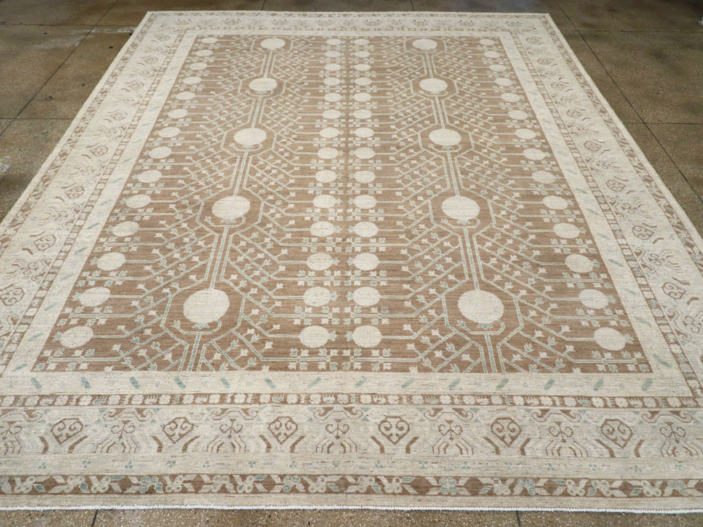 Contemporary East Turkestan Khotan Large Room Size Carpet, No.30933 - Gsblank