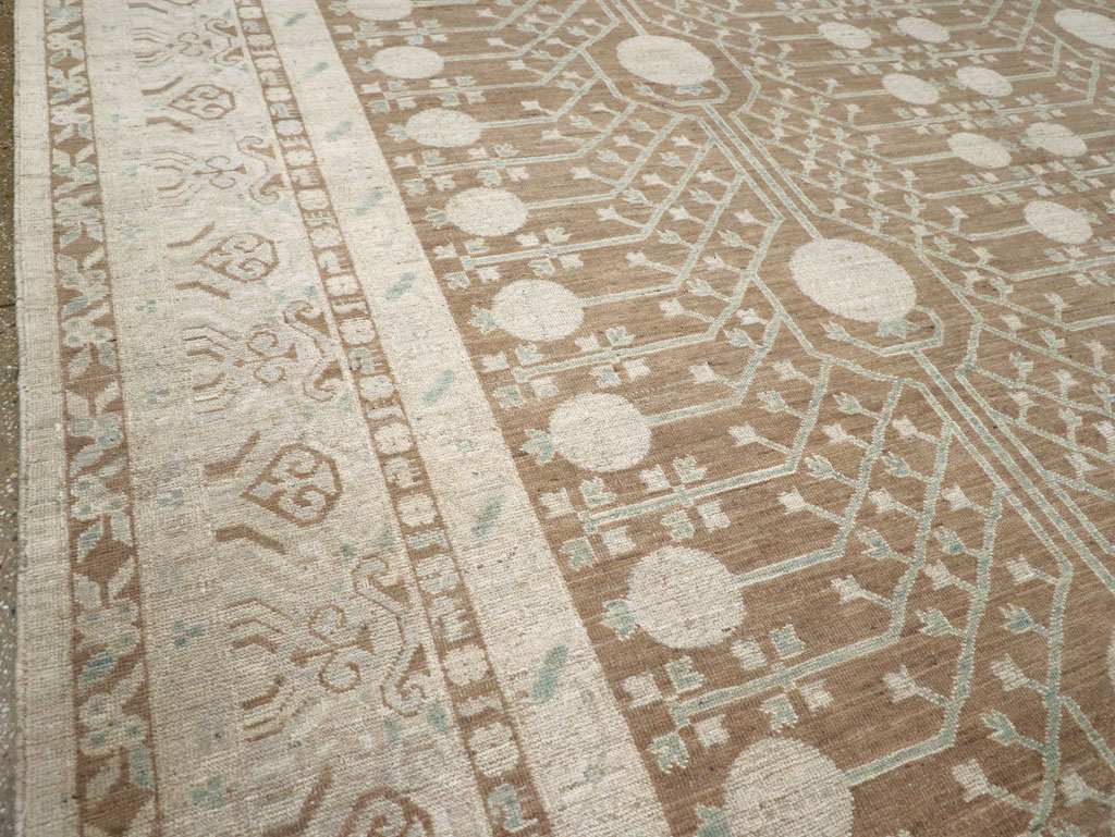 Contemporary East Turkestan Khotan Large Room Size Carpet, No.30933 - Gsblank