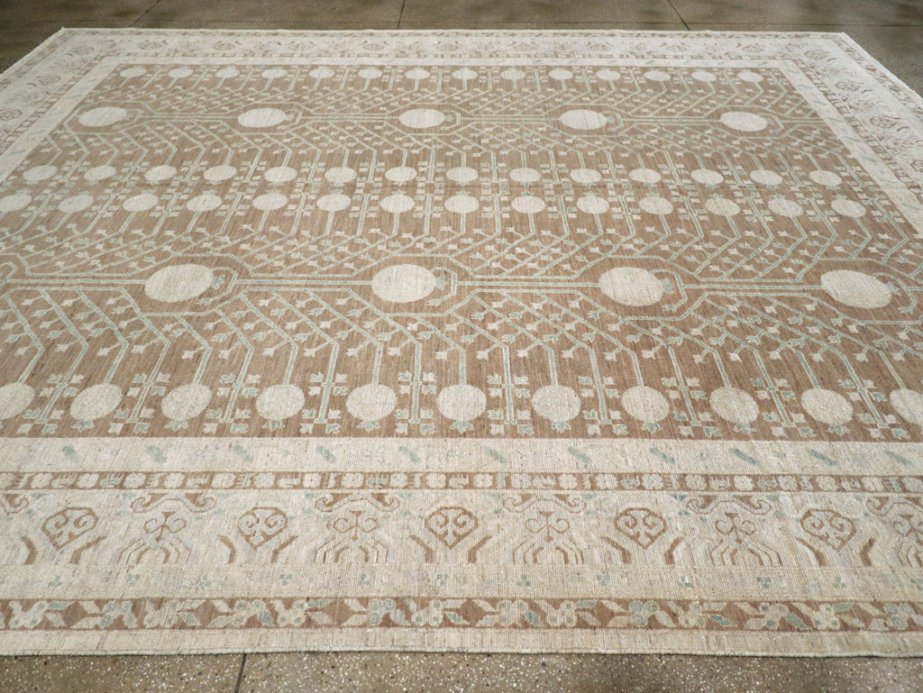 Contemporary East Turkestan Khotan Large Room Size Carpet, No.30933 - Gsblank