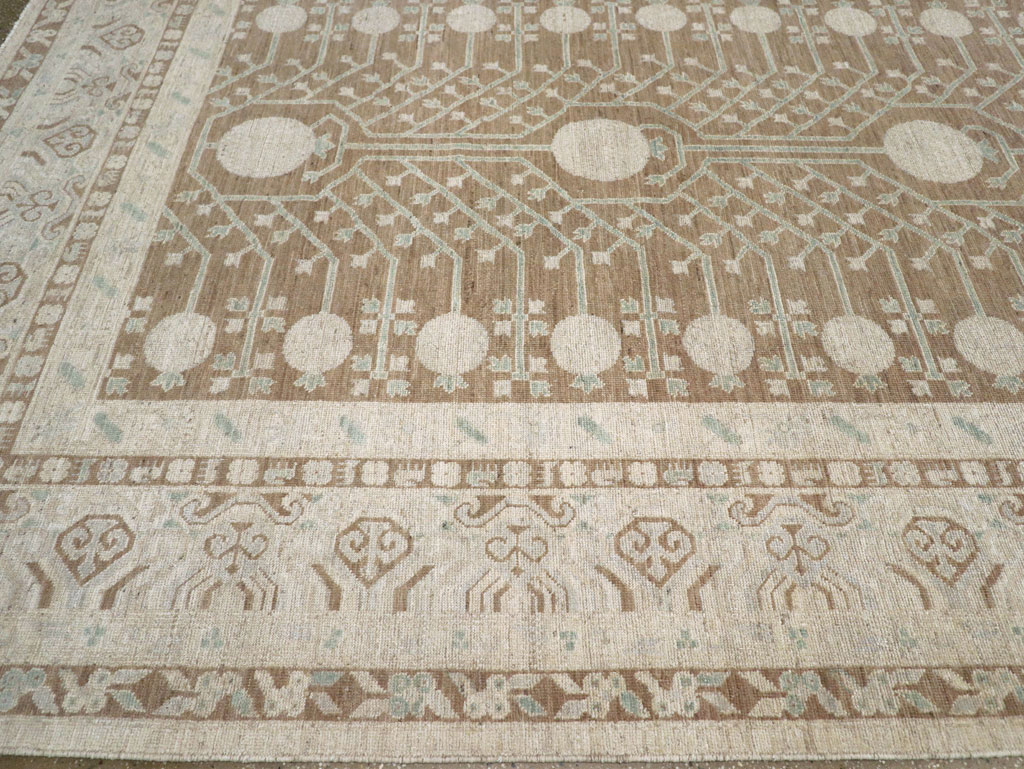 Contemporary East Turkestan Khotan Large Room Size Carpet, No.30933 - Gsblank