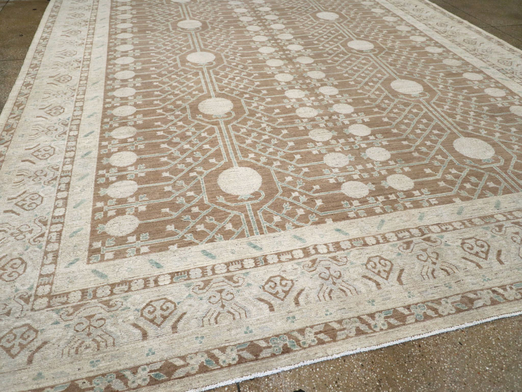 Contemporary East Turkestan Khotan Large Room Size Carpet, No.30933 - Gsblank
