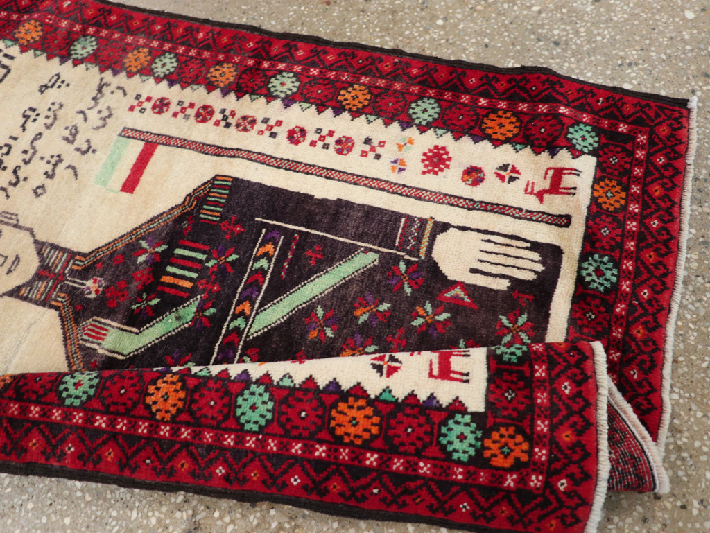 Vintage Persian Turkoman Pictorial Rug, No.30942 - Gsblank