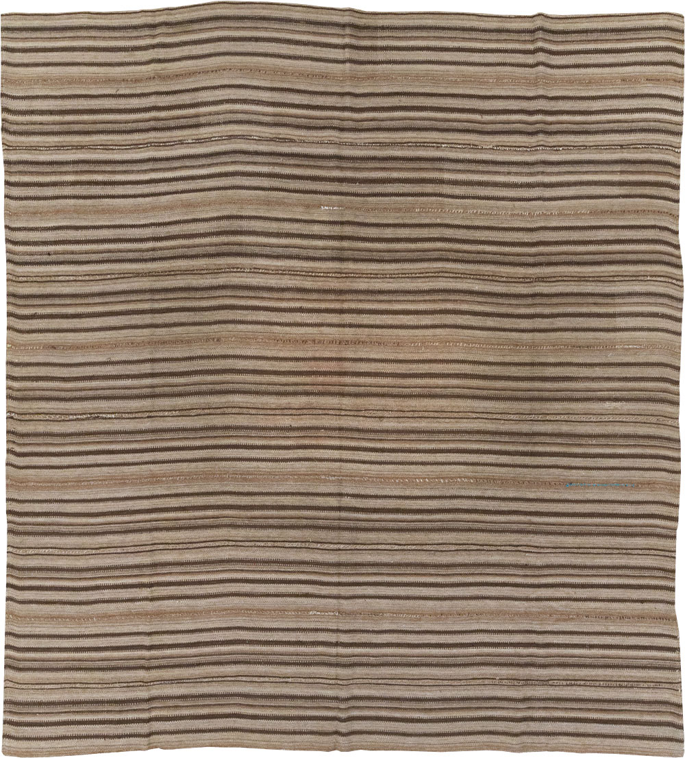 Vintage Turkish Flatweave Kilim Square Room Size Carpet, No.30949 - Gsblank