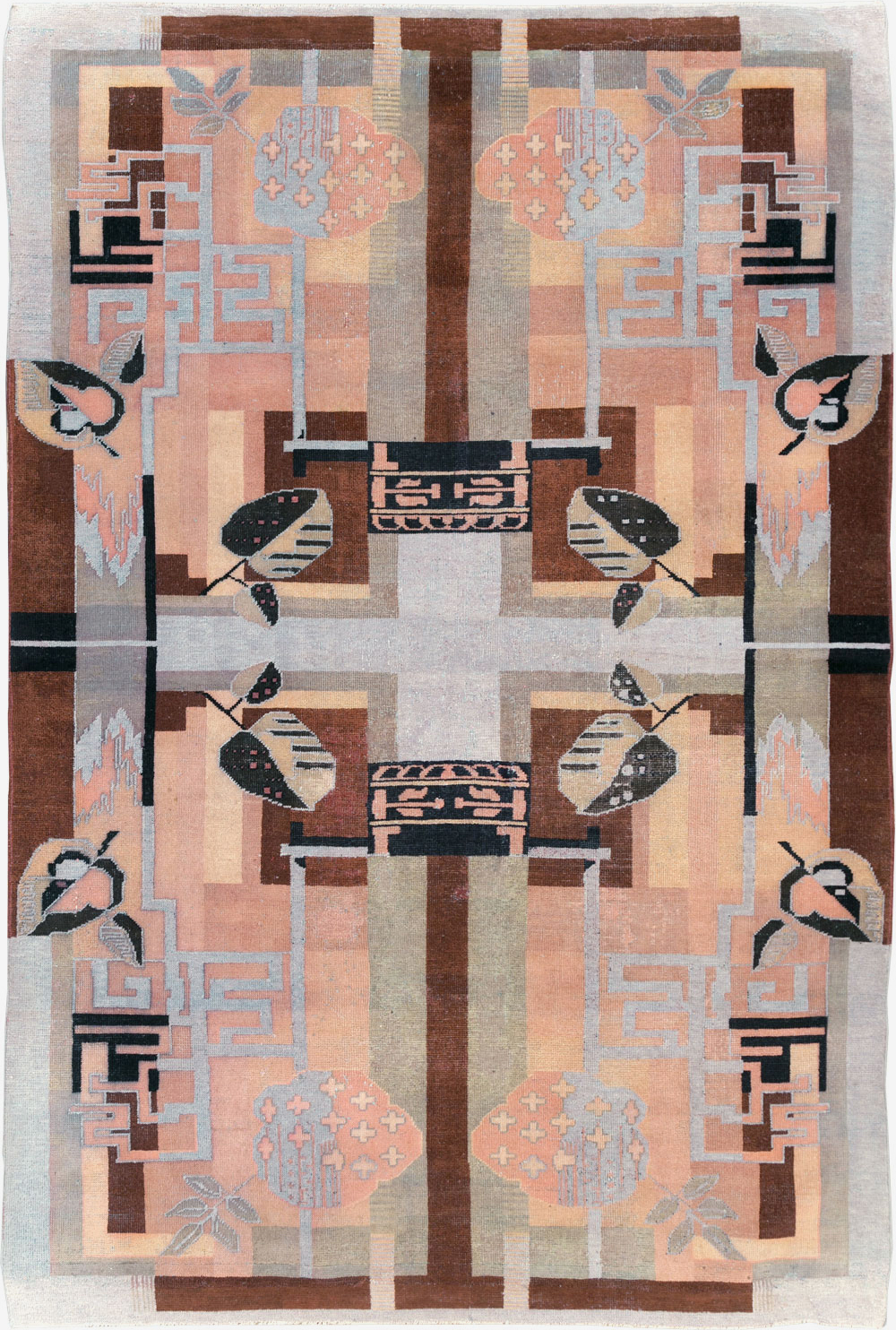Vintage Turkish Art Deco Accent Carpet, No.30958 - Gsblank