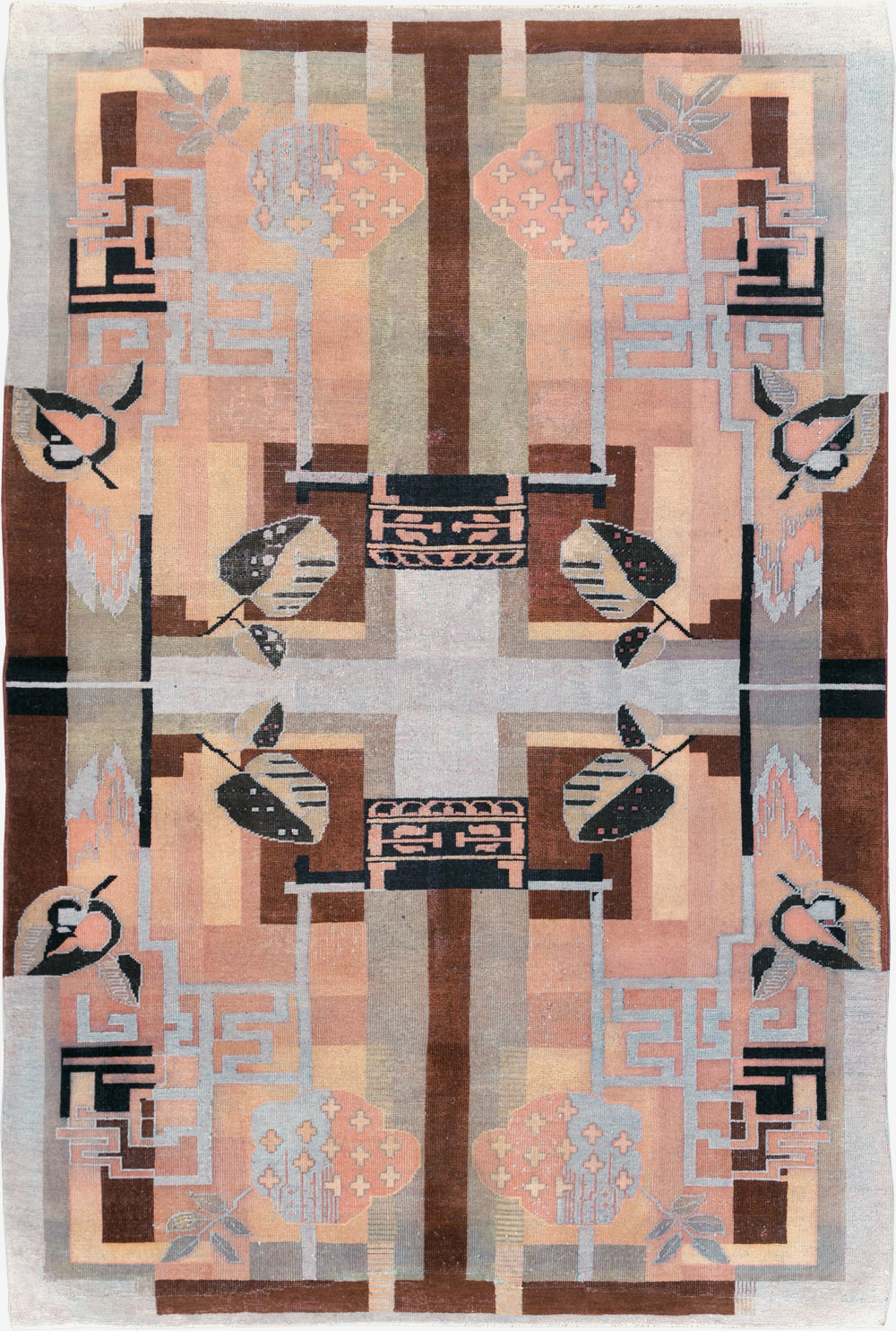 Vintage Turkish Art Deco Accent Carpet, No.30958 - Gsblank