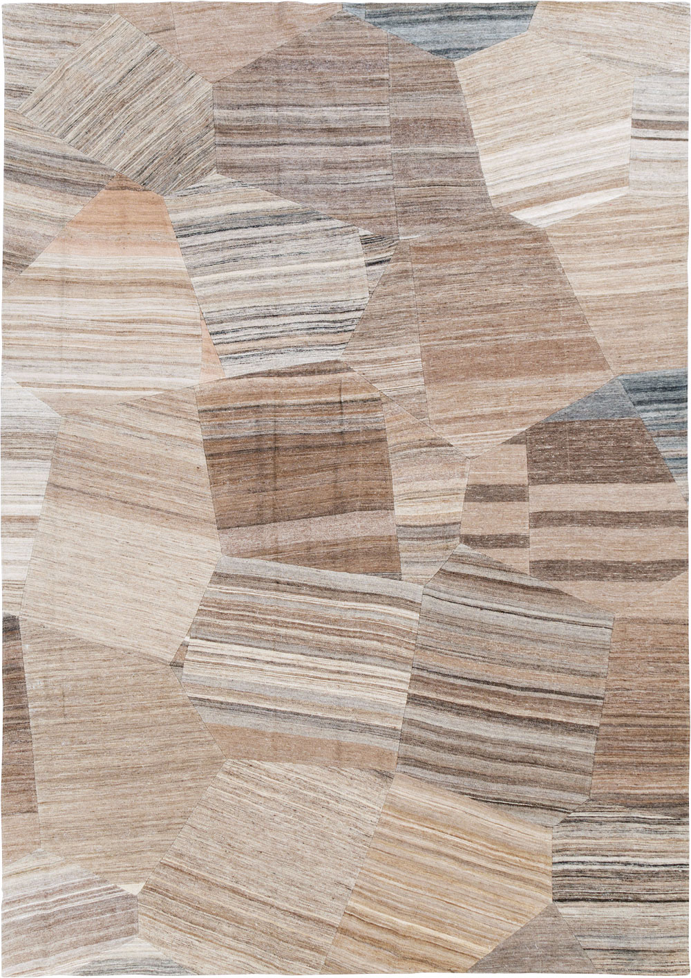 Contemporary Turkish Flatweave Patchwork Style Room Size Carpet, No.30968 - Gsblank