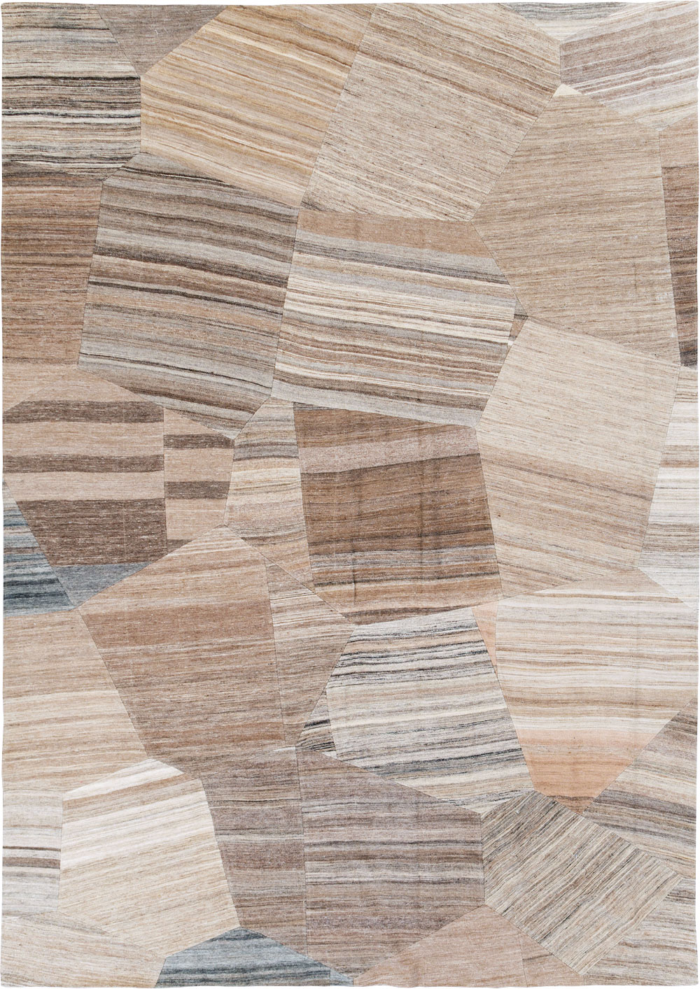 Contemporary Turkish Flatweave Patchwork Style Room Size Carpet, No.30968 - Gsblank