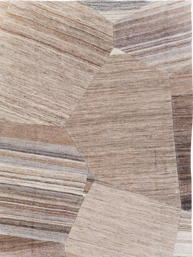 Contemporary Turkish Flatweave Patchwork Style Room Size Carpet, No.30968 - Gsblank