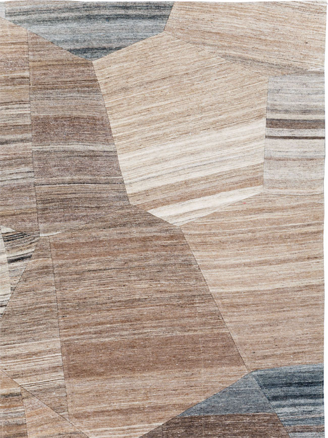 Contemporary Turkish Flatweave Patchwork Style Room Size Carpet, No.30968 - Gsblank