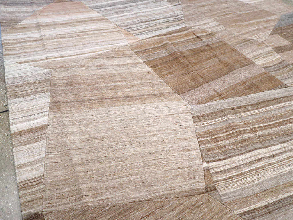 Contemporary Turkish Flatweave Patchwork Style Room Size Carpet, No.30968 - Gsblank