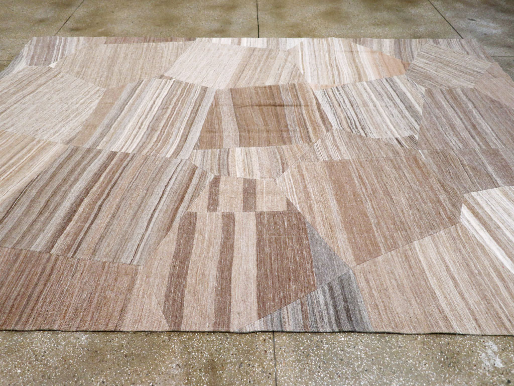 Contemporary Turkish Flatweave Patchwork Style Room Size Carpet, No.30968 - Gsblank