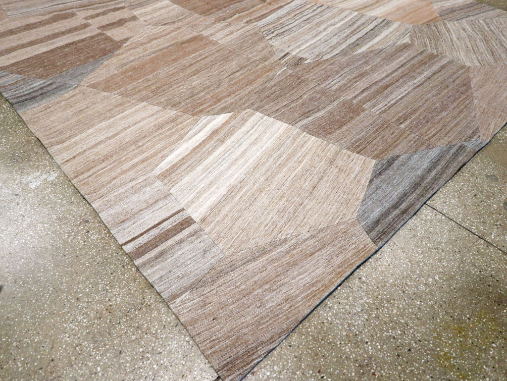 Contemporary Turkish Flatweave Patchwork Style Room Size Carpet, No.30968 - Gsblank