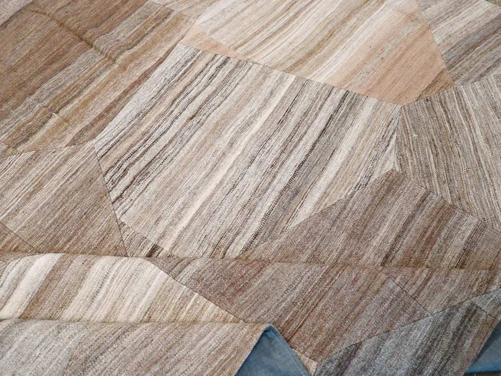 Contemporary Turkish Flatweave Patchwork Style Room Size Carpet, No.30968 - Gsblank