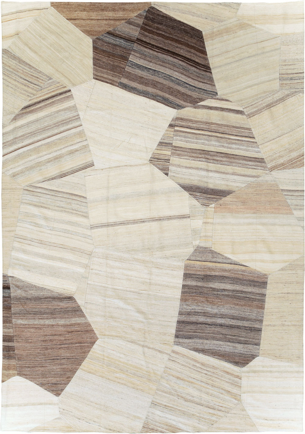 Contemporary Turkish Flatweave Patchwork Style Room Size Carpet, No.30969 - Gsblank